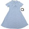 imageAllegra K Womens Peter Pan Collar Tie Neck Short Sleeves ALine Elegant Belted Vintage Floral DressSky Blue