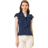 imageAllegra K Womens Polka Dots Tie Neck Blouse Summer Ruffled Cap Sleeve Office TopDark Blue
