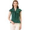 imageAllegra K Womens Polka Dots Tie Neck Blouse Summer Ruffled Cap Sleeve Office TopDark Green
