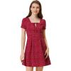 imageAllegra K Womens Printed Dress Summer 2025 Casual Square Neck Short Sleeve Fit and Flare DressesReddotted
