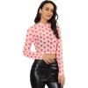 imageAllegra K Womens SemiSheer Sexy Blouse Heart Print Crop Tops Cocktail Party Mesh TopPink