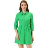 imageAllegra K Womens Shirt Dress Button Down 34 Sleeve School Work Mini Casual ShirtdressesGreen