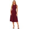 imageAllegra K Womens Sleeveless Pleated Dress Ruffle Hem Crew Neck Tank Knitted Elegant Midi DressesDark Red