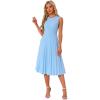 imageAllegra K Womens Sleeveless Pleated Dress Ruffle Hem Crew Neck Tank Knitted Elegant Midi DressesLight Blue