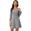 imageAllegra K Womens Vintage Plaid Dress Retro Square Neck Long Sleeve Office Work Christmas Mini DressesPurple