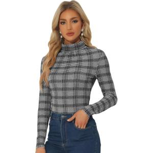 imageAllegra K Womens Long Sleeve Turtleneck Tops Stretch Slim Christmas Xmas Party ShirtBlacks
