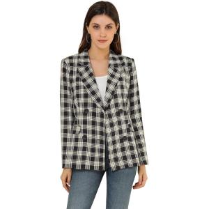 imageAllegra K Womens Notched Lapel Double Breasted Work Formal Blazer JacketBlack