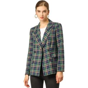 imageAllegra K Womens Notched Lapel Double Breasted Work Formal Blazer JacketBlue Green
