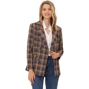 imageAllegra K Womens Notched Lapel Double Breasted Work Formal Blazer JacketBlue Orange