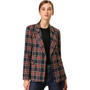 imageAllegra K Womens Notched Lapel Double Breasted Work Formal Blazer JacketDark Blue