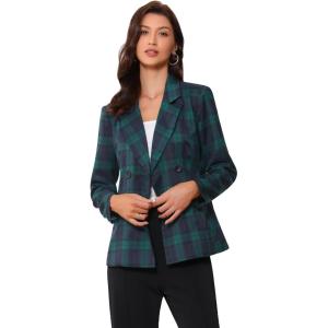 imageAllegra K Womens Notched Lapel Double Breasted Work Formal Blazer JacketDark Green