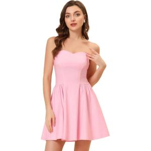 imageAllegra K Womens Sexy Strapless Party Dress Sweetheart Neck Off Shoulder Sleeveless Mini DressPink