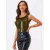 imageAllegra K Womens Shiny Party Club Cami Sparkly Metallic Tank TopBlack Shiny