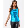 imageAllegra K Womens Shiny Party Club Cami Sparkly Metallic Tank TopDark Blue