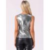 imageAllegra K Womens Shiny Party Club Cami Sparkly Metallic Tank TopDark Silver