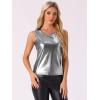imageAllegra K Womens Shiny Party Club Cami Sparkly Metallic Tank TopDark Silver