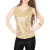 imageAllegra K Womens Shiny Party Club Cami Sparkly Metallic Tank TopGold