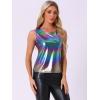 imageAllegra K Womens Shiny Party Club Cami Sparkly Metallic Tank TopMulticolor