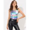 imageAllegra K Womens Shiny Party Club Cami Sparkly Metallic Tank TopMulticolor Blue
