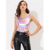 imageAllegra K Womens Shiny Party Club Cami Sparkly Metallic Tank TopMulticolor Pink