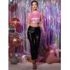 imageAllegra K Womens Shiny Party Club Cami Sparkly Metallic Tank TopMulticolor Pink