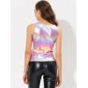 imageAllegra K Womens Shiny Party Club Cami Sparkly Metallic Tank TopMulticolor Pink