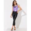 imageAllegra K Womens Shiny Party Club Cami Sparkly Metallic Tank TopPurple Tone
