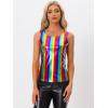 imageAllegra K Womens Shiny Party Club Cami Sparkly Metallic Tank TopRainbow