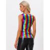 imageAllegra K Womens Shiny Party Club Cami Sparkly Metallic Tank TopRainbow