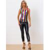 imageAllegra K Womens Shiny Party Club Cami Sparkly Metallic Tank TopRainbow
