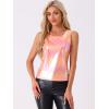 imageAllegra K Womens Shiny Party Club Cami Sparkly Metallic Tank TopRose Pink