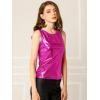 imageAllegra K Womens Shiny Party Club Cami Sparkly Metallic Tank TopRose Red