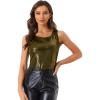 imageAllegra K Womens Shiny Party Club Cami Sparkly Metallic Tank TopBlack Shiny