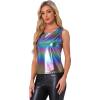 imageAllegra K Womens Shiny Party Club Cami Sparkly Metallic Tank TopMulticolor
