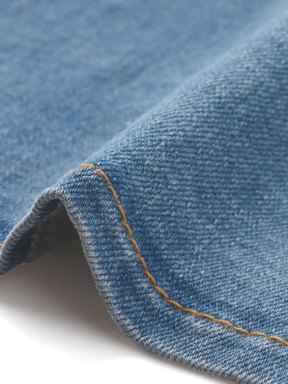 imageAllegra K Denim Jean Skirt for Womens High Waist Bodycon Ruffles Fishtail SkirtsLight Blue