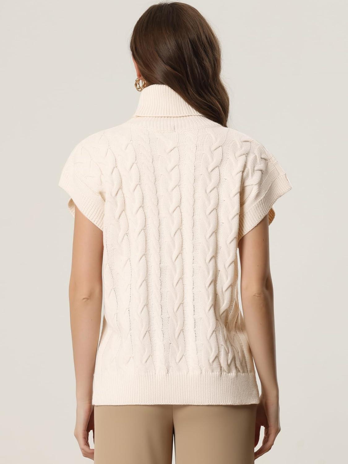 imageAllegra K Womens Casual Turtleneck Sweaters Mock Neck Twist Sleeveless Vests Knit Pullover Sweater VestApricot