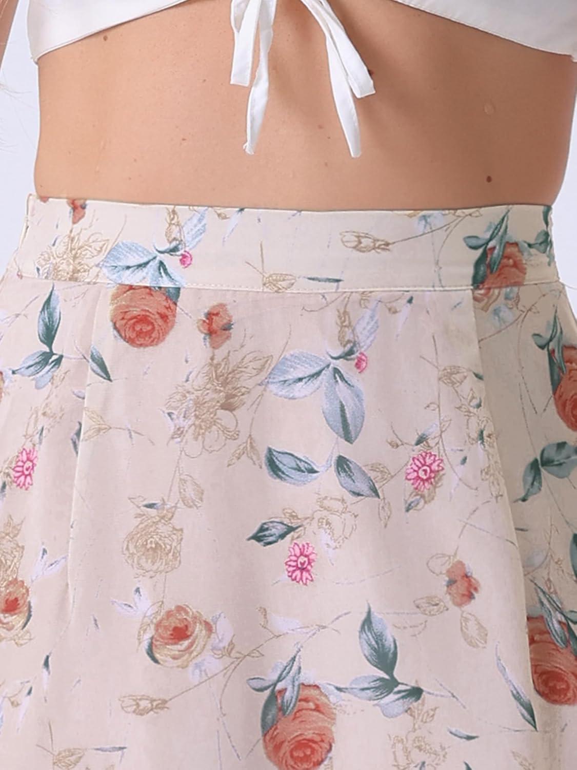 imageAllegra K Womens Printed Skirt 2025 Weekend Trendy Summer Chiffon Ruffle Tiered Flowy Midi SkirtsLight Pinkfloral