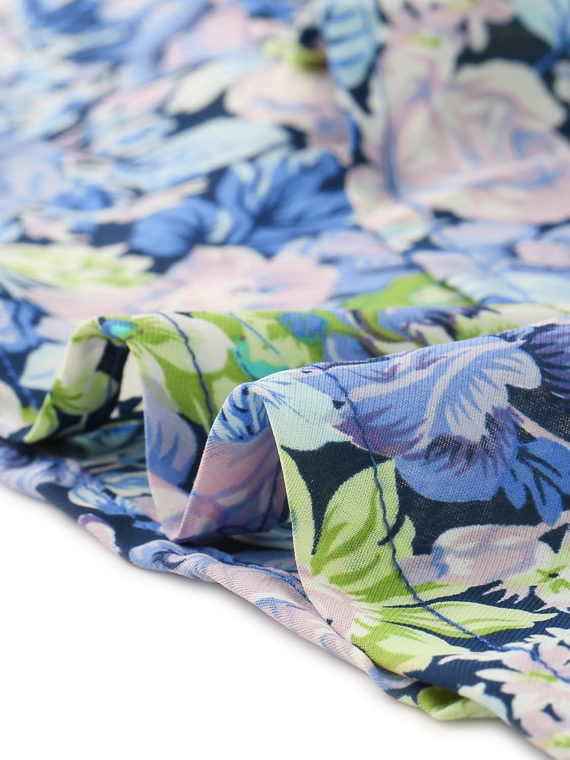 imageAllegra K Womens Printed Skirt 2025 Weekend Trendy Summer Chiffon Ruffle Tiered Flowy Midi SkirtsNavy Bluefloral