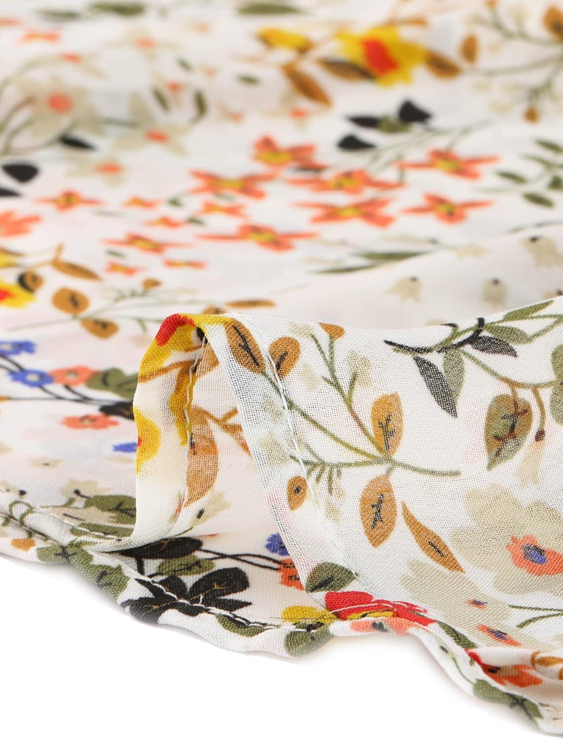 imageAllegra K Womens Printed Skirt 2025 Weekend Trendy Summer Chiffon Ruffle Tiered Flowy Midi SkirtsWhite Yellowfloral