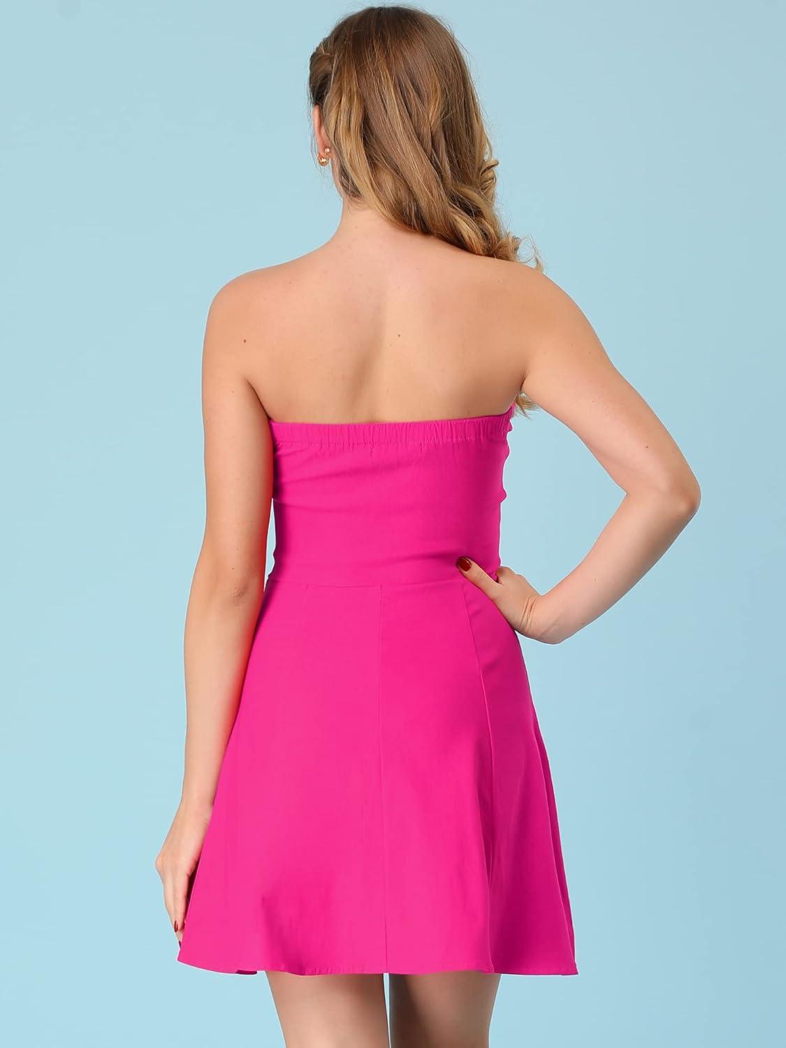 imageAllegra K Womens Sexy Strapless Party Dress Sweetheart Neck Sleeveless Mini Tube Top DressesHot Pink