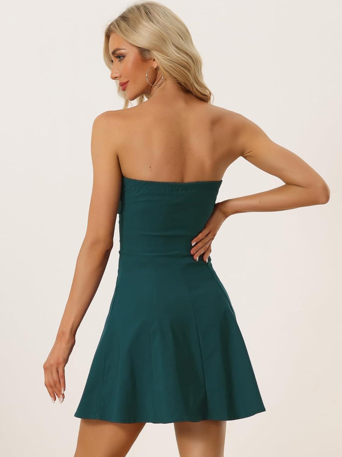 imageAllegra K Womens Sexy Strapless Party Dress Sweetheart Neck Sleeveless Mini Tube Top DressesLake Green