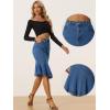 imageAllegra K Denim Jean Skirt for Womens High Waist Bodycon Ruffles Fishtail SkirtsDark Blue