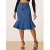 imageAllegra K Denim Jean Skirt for Womens High Waist Bodycon Ruffles Fishtail SkirtsDark Blue