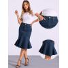 imageAllegra K Denim Jean Skirt for Womens High Waist Bodycon Ruffles Fishtail SkirtsDeep Blue