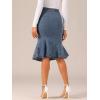 imageAllegra K Denim Jean Skirt for Womens High Waist Bodycon Ruffles Fishtail SkirtsGrey Blue