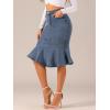 imageAllegra K Denim Jean Skirt for Womens High Waist Bodycon Ruffles Fishtail SkirtsGrey Blue