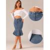 imageAllegra K Denim Jean Skirt for Womens High Waist Bodycon Ruffles Fishtail SkirtsGrey Blue
