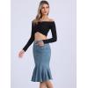imageAllegra K Denim Jean Skirt for Womens High Waist Bodycon Ruffles Fishtail SkirtsLight Blue