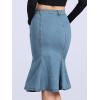imageAllegra K Denim Jean Skirt for Womens High Waist Bodycon Ruffles Fishtail SkirtsLight Blue