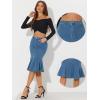 imageAllegra K Denim Jean Skirt for Womens High Waist Bodycon Ruffles Fishtail SkirtsSky Blue